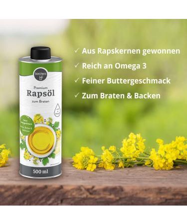 Borchers 2x Premium Rapeseed Oil Set | 2x 500ml | Rich in Omega-3 | Fine Butter Taste | Ideal for Roasting & Baking - 1L Total - Buy Online on GoSupps.com