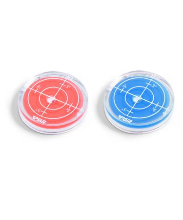 PGM Ball Markers Hat Clip Golf Putting Aid Round Bubble Level High Precision Reader 2-Pack(Red&Blue)