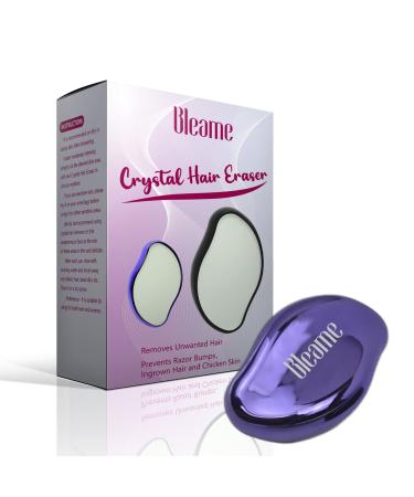 Bleame Crystal Hair Remover, Crystal Hair Eraser, Hair Removal Stone, Fast & Easy Crystal Hair Removal and Painless Exfoliation Hair Removal Tool for Men And Women (Purple)