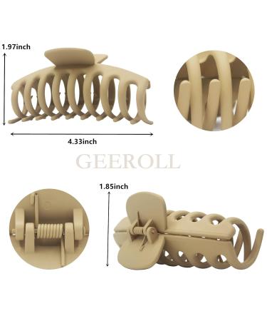 GEEROLL Large Hair Claw Clips 4.3 Inch, 8 Pack - Non-slip Hair Clips for Women with Thin, Thick, Curly Hair - Neutral Black Colors - Buy Online on GoSupps.com