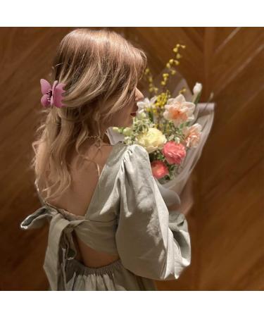 6-Piece Butterfly Hair Claw Clips Set - Cute Matte Hair Accessories for Women and Girls in Grey, Pink, Black, Claret, Navy Blue, and Green - Buy Online on GoSupps.com