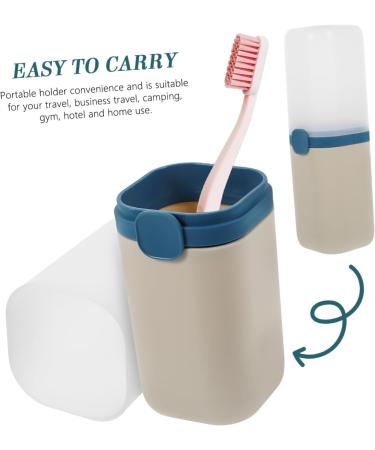 Minkissy Portable Toothbrush Holder Set - 4 Travel Cups & Cases | Compact Bathroom Storage | Blue Toothbrush Containers 20x6.5cm - Buy Online on GoSupps.com