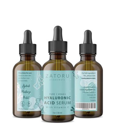 Zatoru Hyaluronic Acid Serum with Vitamin C - Organic Vegan Anti-aging Moisturizer - Hydrates, Brightens & Protects - 1 oz - Buy Online on GoSupps.com