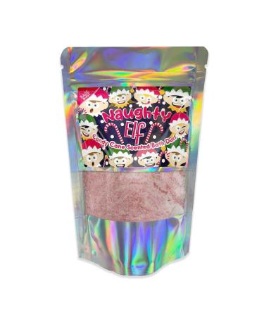 Naughty Elf 120g Bath Dust. Candy Cane Scented Bath dust. Vegan no SLS no Mess. Children's Stocking Filler Christmas Eve Box Addition Advent Calendar Filler. Naughty Elf Dust