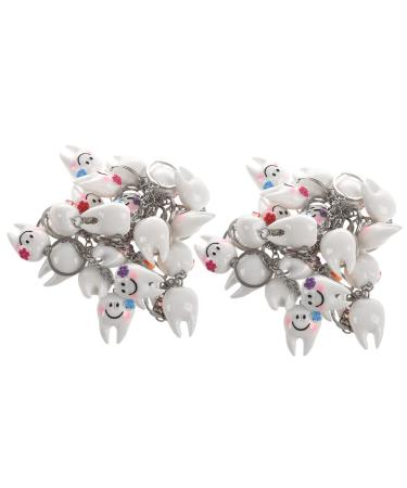 Beifenl 40pcs Tooth Shaped Hanging Keychain Cute Dentistry Gift