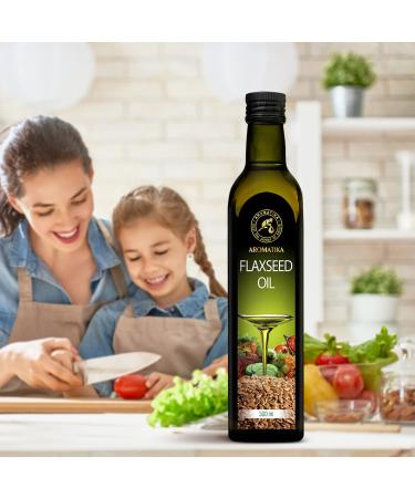 Linseed Oil 500ml | Cold-Pressed Vegan Flaxseed Oil in Glass Bottle - Gourmet Salad & Cooking Oil - Buy Online on GoSupps.com