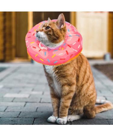 Xinzistar Cat Cone Collar - Adjustable Soft Recovery Collar for Cats - Healing Elizabeth Collar for Post-Surgery - Comfy Cotton Cone - S Pink Donut Design - Buy Online on GoSupps.com