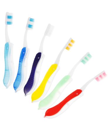 Minkissy 6st collapsible toothbrush hiking toothbrush foldable mouth cleaning brush toothbrush in travel size daily toothbrush comfortable toothbrush portable traveling sleeves plastic