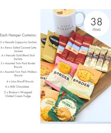 Gift Harbour Coffee & Biscuit Hamper - Assorted Shortbread, Biscuits, Fudge & Chocolate - Perfect Coffee Gift Set for Women & Men - Buy Online on GoSupps.com