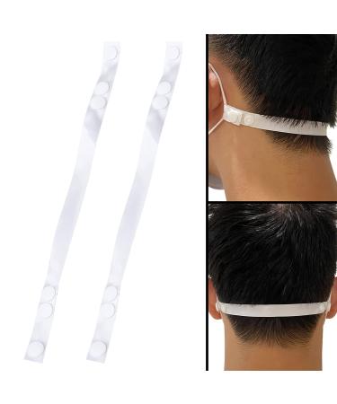 Adjustable masking hook 2 mask chain lanyard extender relax your ears anti-slip ears for children adult Breakaway mask holder strap hanger with push button anti-wing (white)