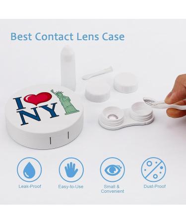 I Love New York City Cute Contact Lens Case - Portable Round Storage Box with Mirror for Travel & Daily Use - Buy Online on GoSupps.com