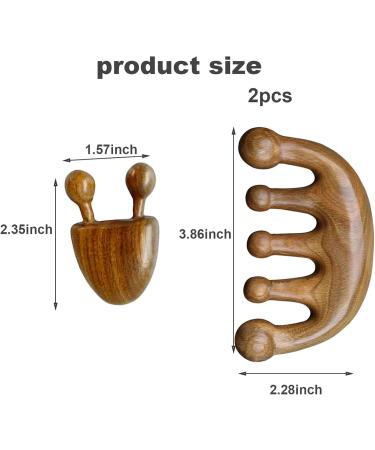 Natural Lymphatic Drainage Scalp Massager - 2pcs Wooden Comb Set for Hair & Facelift - Buy Online on GoSupps.com