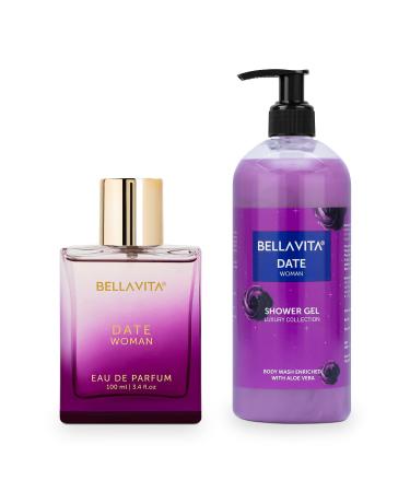 Luxury Date Woman EDP Premium Long Lasting Fragrance Perfume 100ml (3.4 fl.oz.) & Shower Gel for Deep Cleansing Hydrating Softer Skin with Aloe Vera 500ml (16.91 fl.oz.)