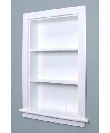 Fox Hollow Furnishings 14x24 Aiden Wall Niche (White w/Beadboard Back) White W/ Beadboard Back