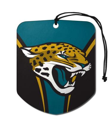 FANMATS 61573 NFL Jacksonville Jaguars Hanging Car Air Freshener, 2 Pack, Black Ice Scent, Odor Eliminator, Shield Design with Team Logo - Buy Online on GoSupps.com