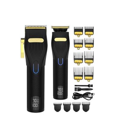Hair Clippers & Trimmer Ceramic T-Blade Cordless Haircut Sets Rechargeable 2000mAh/1200mAh with 12 Guide Combs 2577