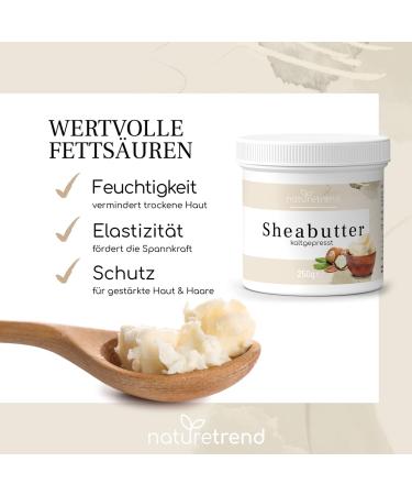 Premium Nature Trend Shea Butter 250g - Cold-Pressed Vegan Body Butter | Moisturizing Fragrance-Free Natural Cosmetics for All Skin Types - Buy Online on GoSupps.com