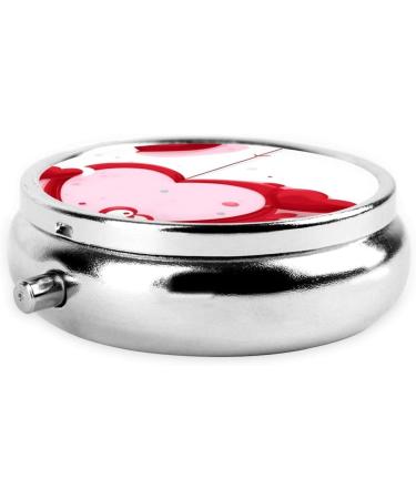 Little Red Heart Round Pill Box | 3 Compartment Portable Travel Organizer for Pills - Buy Online on GoSupps.com