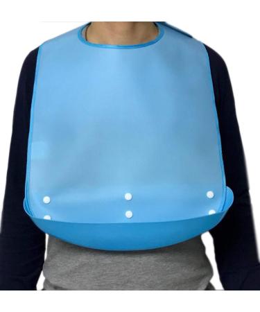 YYGMSS Adult Bibs Waterproof Silicone Adult bib with a Removable Pocket Washable Men Women Cloth Protector (Blue