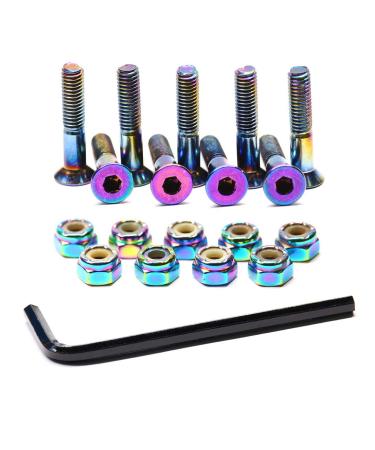 Skateboard Hardware 9PCS Bolts Set Deck Mounting Screws Nuts Hex Key Skate Parts Outfits Dazzling Color Fasteners Longboard Cruiser Best Mounting 1-1/4