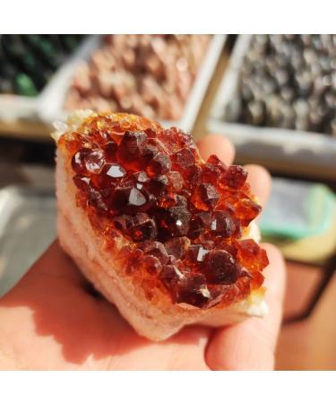 1pc Natural Raw Citrine Quartz Geode Yellow Crystal Cluster Crystals Rough Specimen Stone Crafts Home Decor JIZTGEDM (Size : 50-120g)