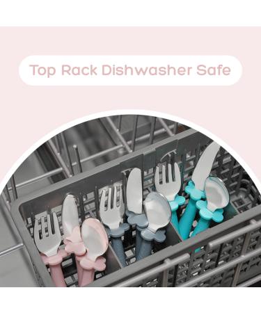 Grabease Stainless Steel Fork Knife & Spoon Set 18m+ - Blush | Baby Utensils for Easy Self-Feeding - Buy Online on GoSupps.com