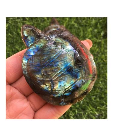 Choice of Gifts 1PCS Natural Labradorite Quartz Crystal Tortoise Skull Hand Carved Vibration Stone JZIGTDEM