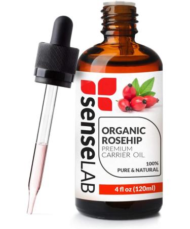 SenseLAB Organic Rosehip Oil - 100% Pure Cold Pressed Rosehip Seed Oil 120ml - Moisturizing Skin and Hair Oil - Natural Hair Serum - Aceite de Rosa Mosqueta - Made in USA - Buy Online on GoSupps.com