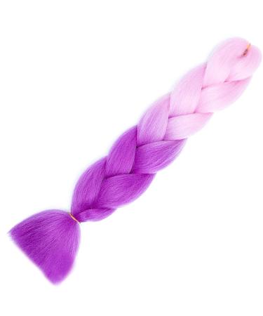 LDMY Ombre Pink to Purple Jumbo Braiding Hair Extensions - 24 Inch 6pcs Pack Synthetic Jumbo Braids for Women - Buy Online on GoSupps.com