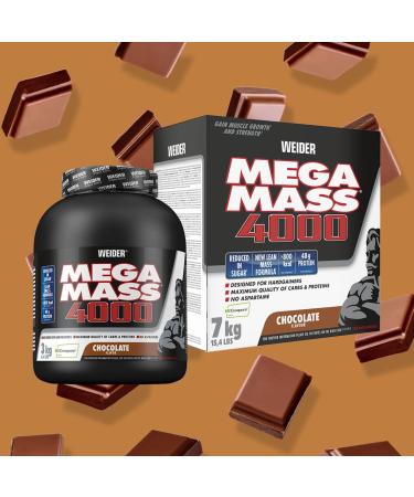 Weider Mega Mass 4000 Weight Gainer Shake - Chocolate Protein Shake with Creapure Creatine Vitamins & Minerals for Muscle Building - 3kg - Buy Online on GoSupps.com
