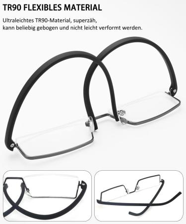 Koosufa Anti-Blue Light Semi-Frame Reading Glasses for Men - Ultra Light TR90 Metal Frame Reading Aid - Buy Online on GoSupps.com