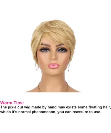 Fereowth Ombre Brown Pixie Cut Human Hair Wig for Women | Short Straight Boy Cut Ladies Wig in Natural Black 27# Color - Buy Online on GoSupps.com