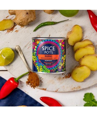 Spice Pots - Madras Curry Powder - 100% Natural Ingredients - Gluten Free & Vegan Curry Powder - Dry Spice Blend (Hot Heat) - 80g Pot (16 Servings) Madras Curry 80G - Buy Online on GoSupps.com