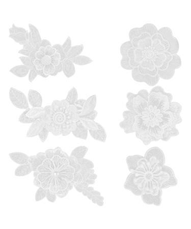 EXCEART 6pcs Iron on Patches White Lace Flower Shape Embroidered Patches Applique DIY Craft Decoration Sew On Patches for Clothes Jeans - Buy Online on GoSupps.com