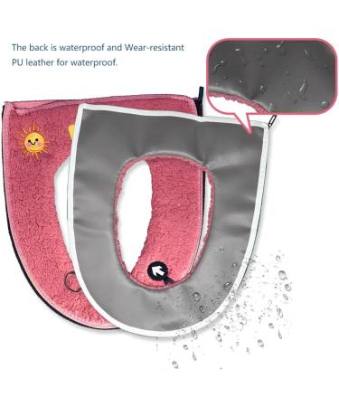 2PCS Warm Plush Toilet Seat Cover Set - Pink+Gray | Washable & Reusable - Buy Online on GoSupps.com