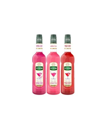 Assorted memories of childhood tastes of Mathieu Teisseire syrups: Pomme d'amour, Bubble gum and cotton candy, 3 bottles 70cl.