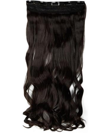 17 Inch One Piece Clip In Hair Extensions Curly Hairpieces 5 Clips Wavy Synthetic For Women Ladies - Dark Brown(43cm-120g) - Buy Online on GoSupps.com