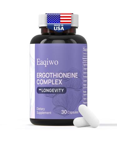 L-Ergothioneine 11-in-1 Mushroom Supplement Antioxidants Supplement for Women with Resveratrol PQQ Spermidine Collagen Peptides Hyaluronic Acid Vitamin C&E Ceramide & SOD (30 Capsules) 30 Count (Pack of 1)