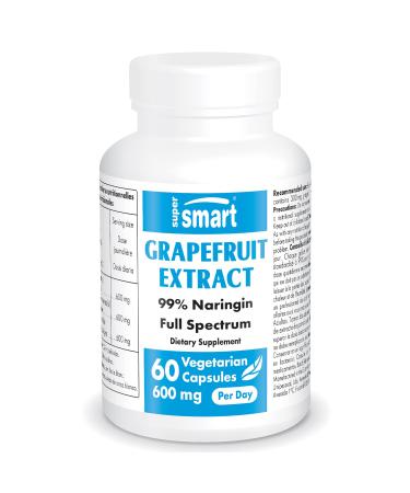 Supersmart - Grapefruit Extract 600mg per Day (99% Naringin) - GSE Full Spectrum - Weight Loss & Immune Support - Antioxidant Supplement | Non-GMO & Gluten Free - 60 Vegetarian Capsules