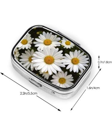 Daisy Flower 2 Compartment Small Pill Case - Cute Travel Pill Organizer for Pocket & Purse Gifts - Buy Online on GoSupps.com