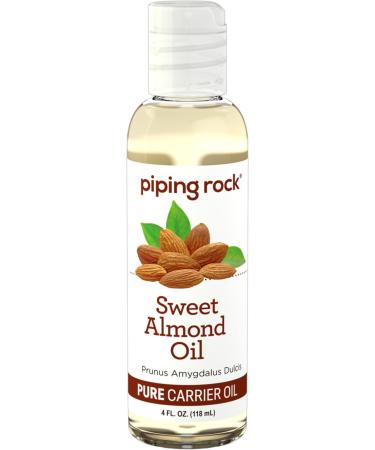 Piping Rock Sweet Almond Oil 4 fl oz | Carrier Oil | Moisturizing Massage Oil for Face Hair Skin and Nails