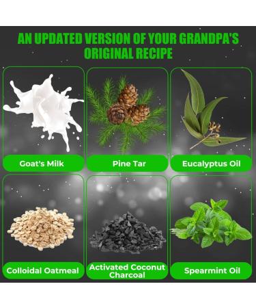 Herblov All Natural Pine Tar Soap Bar 4oz - Antibacterial & Antiseptic with Goat's Milk, Oatmeal, Charcoal & Essential Oils - Ideal for Acne, Eczema, Psoriasis Relief - Buy Online on GoSupps.com