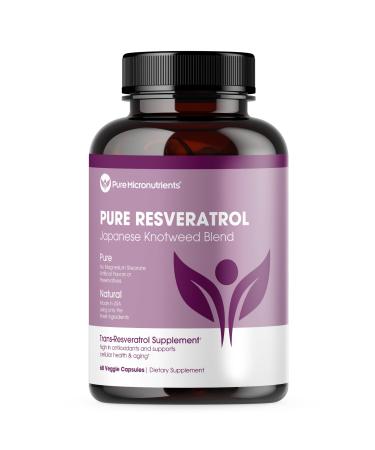 Pure Resveratrol Supplement - Extra Strength 600mg Trans-Resveratrol Per Serve - for Heart Cognitive Immune Health Support Purified & Bioavailable - 60 Vegan Caps