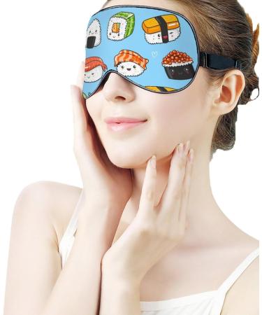 Kawaii Sushi Sleep Mask - Adjustable Strap Eye Cover for Sleeping, Blocking Light - Men and Women - Buy Online on GoSupps.com