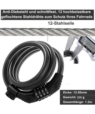 E Roller Lock - 4-Digit Bicycle Cable Lock for Xiaomi M365/PRO2/Max/ES/GXL Scooter & More | 1.2m Anti-Theft Solution with 12mm Steel Cable - Buy Online on GoSupps.com
