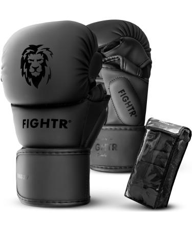 Fightr MMA sparring gloves with the best seat for maximum stability |With extra thick padding |For sparring MMA boxing kickboxing & martial arts 07 oz |including carrying bag M all black