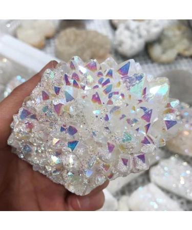Natural White Angel Aura Quartz Electroplating White Crystal Cluster Colorful Point Geode Enegry Crystals Decor Suitable for Home Natural Luster (Size : 200-300g) - Buy Online on GoSupps.com