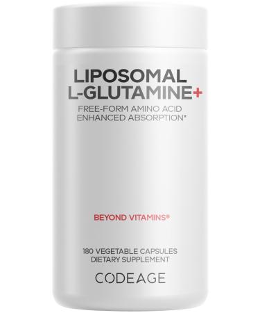 Codeage Liposomal L-Glutamine Capsule Supplement - 1 000 mg L-Glutamine per Serving - 3-Month Supply - Liposomal Delivery Vegan Pills Non-GMO Gluten-Free Amino Acid - 180 Capsules