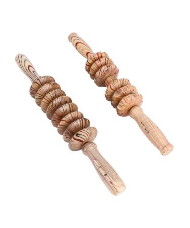 Beaupretty 2st wood massage device muscle roller wood back massage made of wood muscle roller massage device Handmass roller roller roller made of wood massage tab H lzern Fitness Handbuch Rollstock