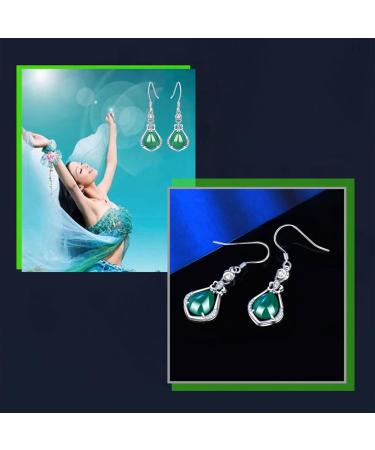Earrings Chrysoprase Earrings Sterling Silver Retro Inlaid with Natural Jade Temperament to Modify The Face Shape Silver Jewelry Gift Chrysoprase Earrings - Buy Online on GoSupps.com